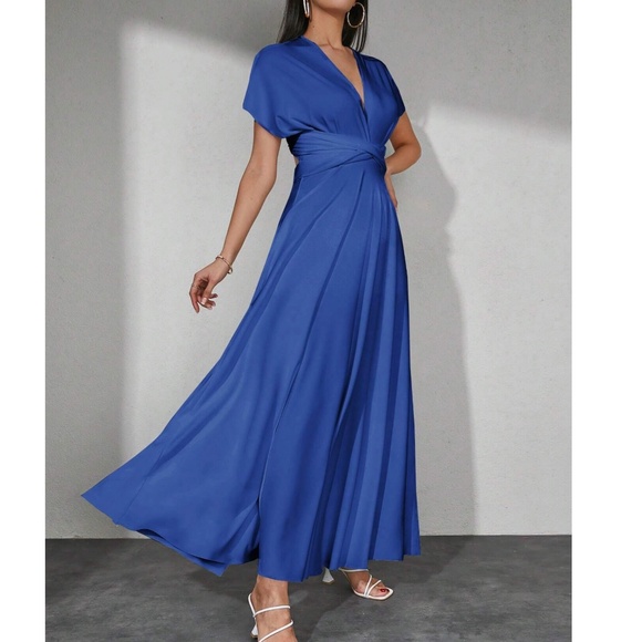 Luxe Light Blue 4 way Adjustable High Waisted Party Evening Occasion Dre… - Picture 5 of 7